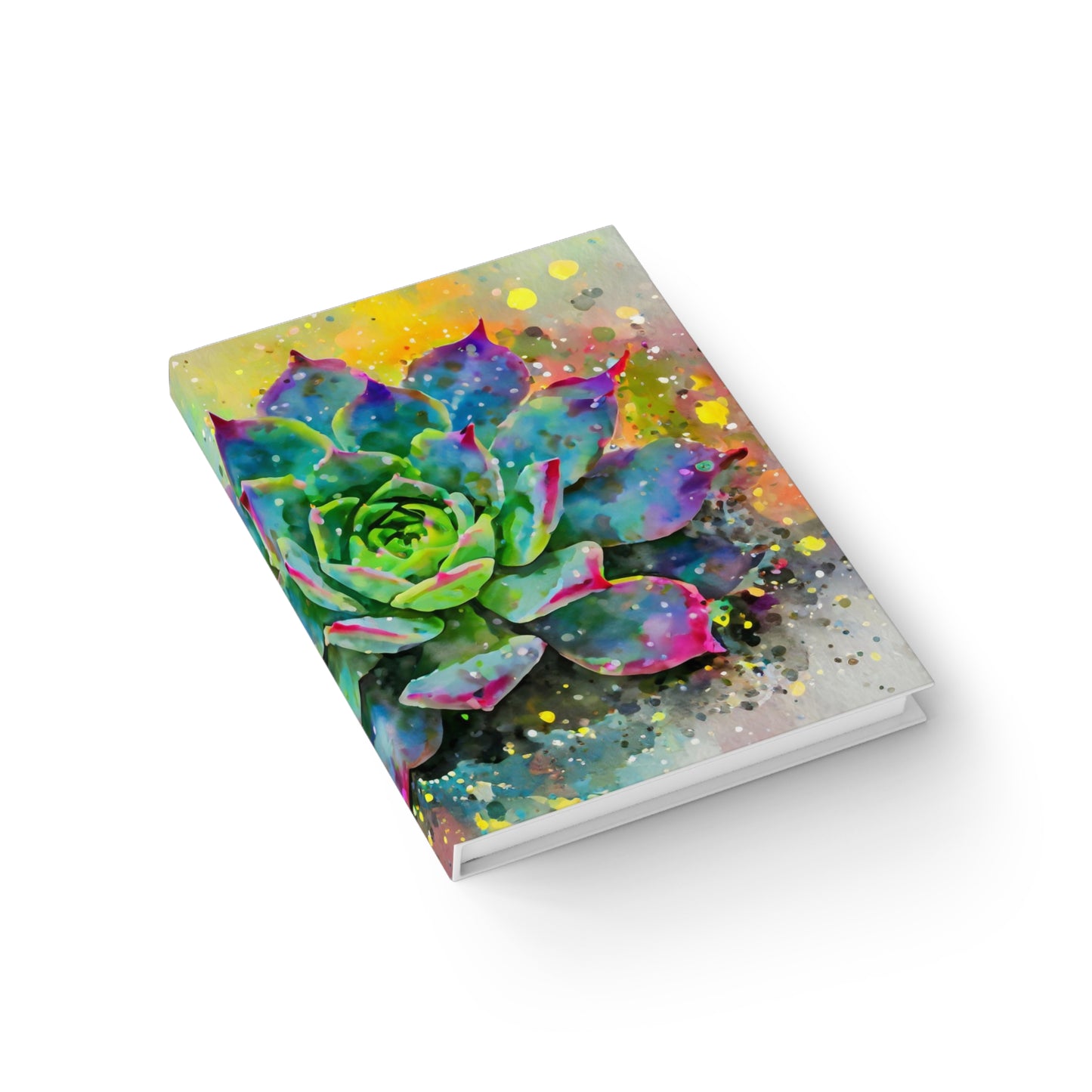 Watercolor Style Drip Art Succulent Journal