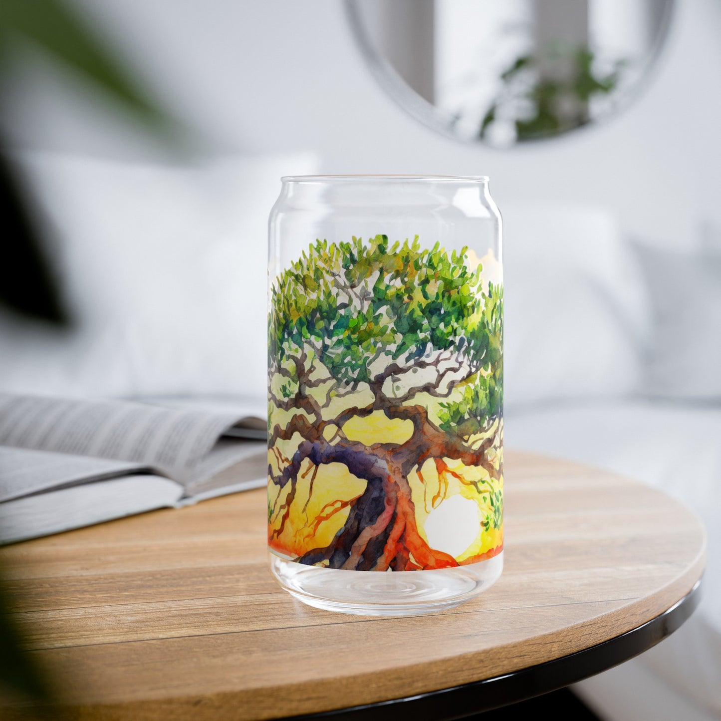 Earth's Green Lungs Watercolor Mangrove Sipper Glass, 16oz