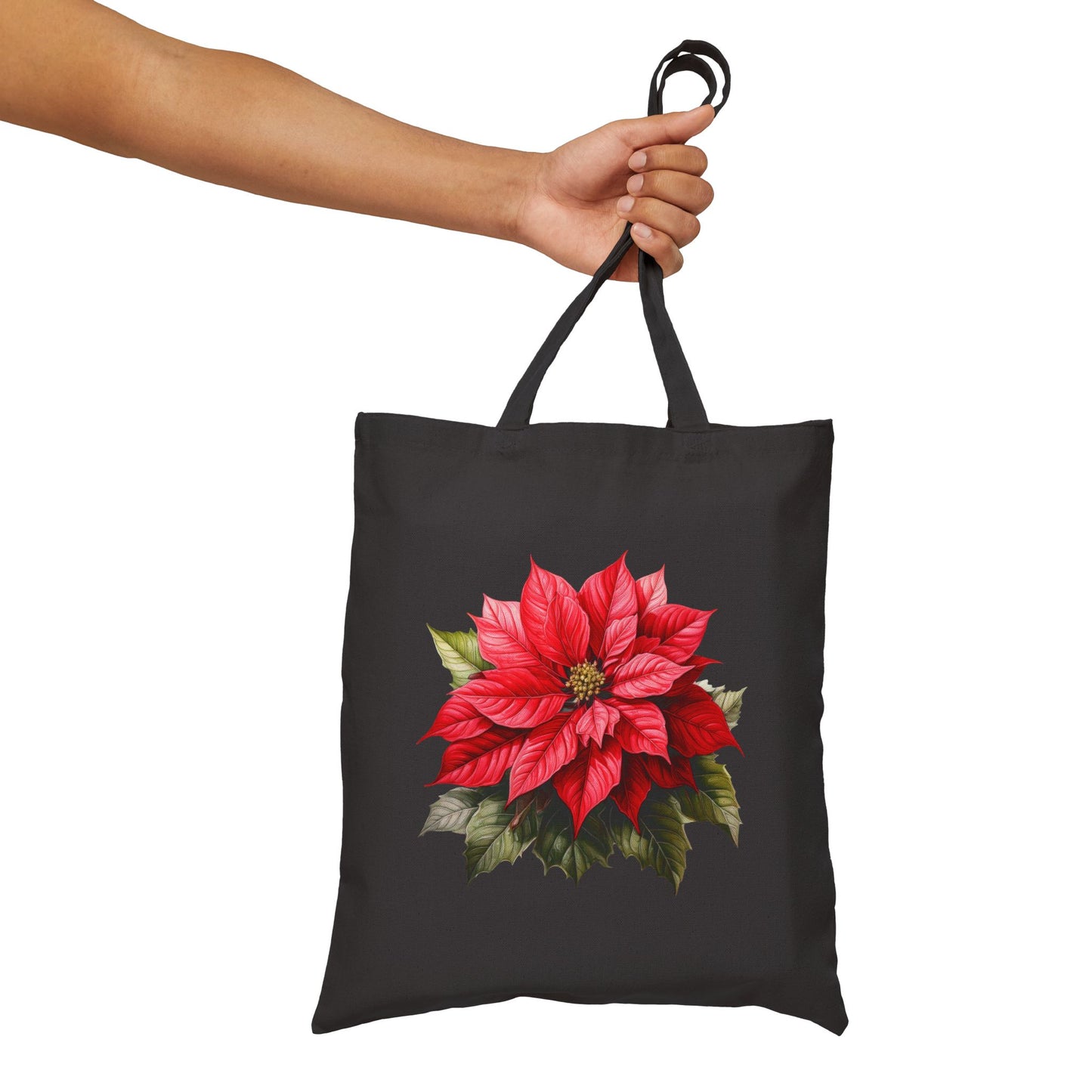 Holiday Blooms Traditional Poinsettia Tote Bag