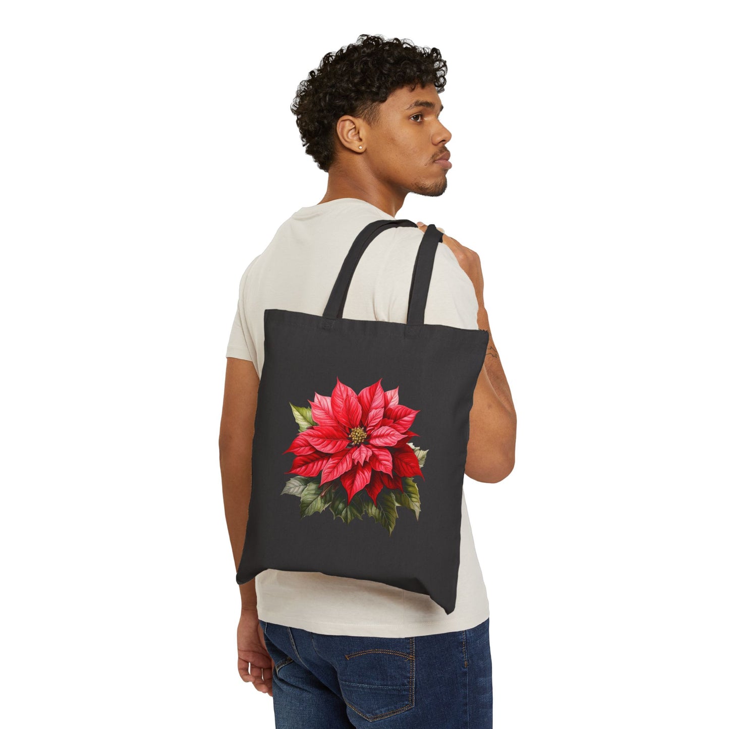 Holiday Blooms Traditional Poinsettia Tote Bag