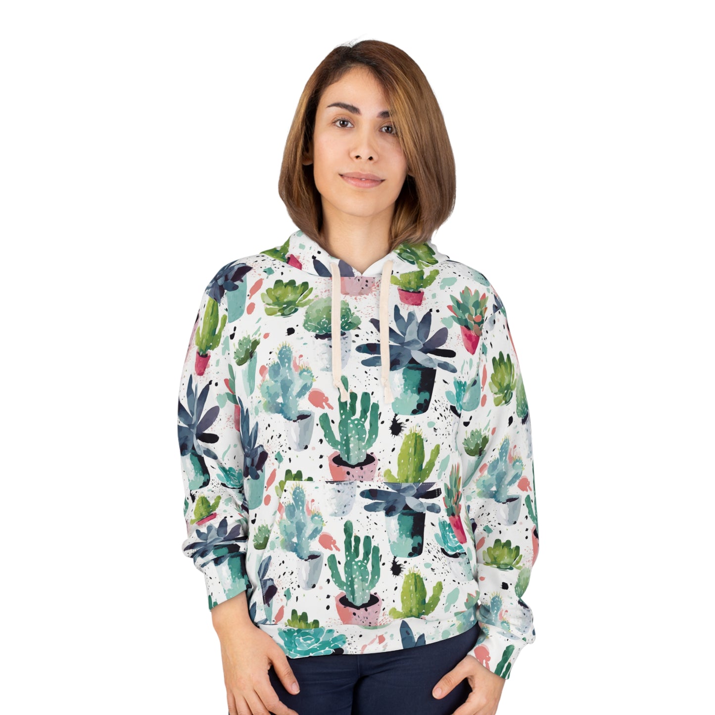 Watercolor Cacti Pullover Hoodie