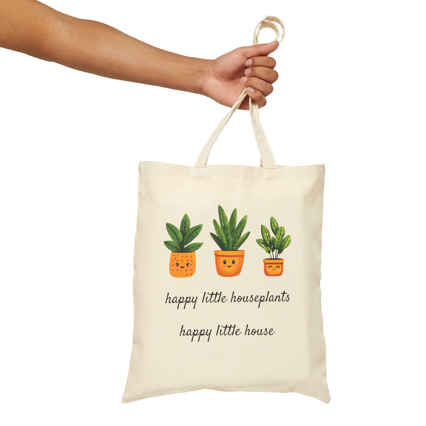 Happy Little Houseplants, Happy Little House Cotton Canvas Tote