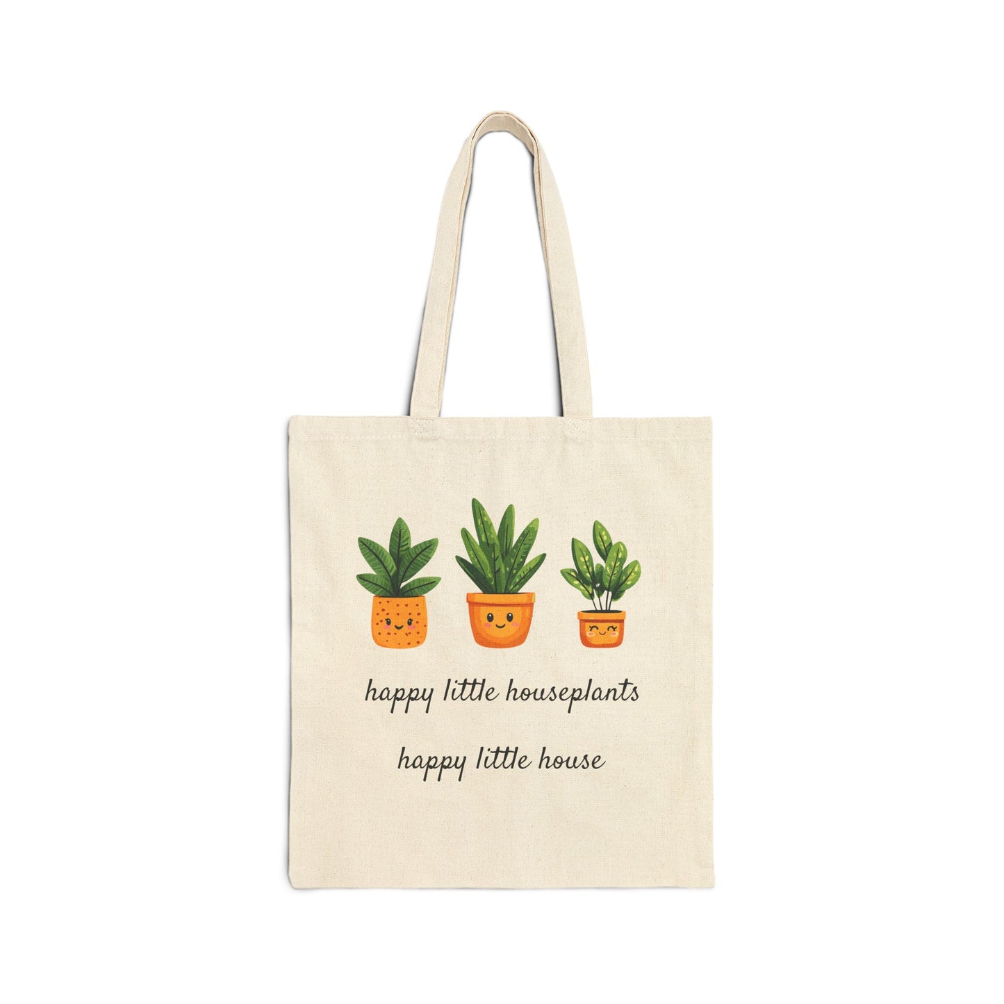 Happy Little Houseplants, Happy Little House Cotton Canvas Tote