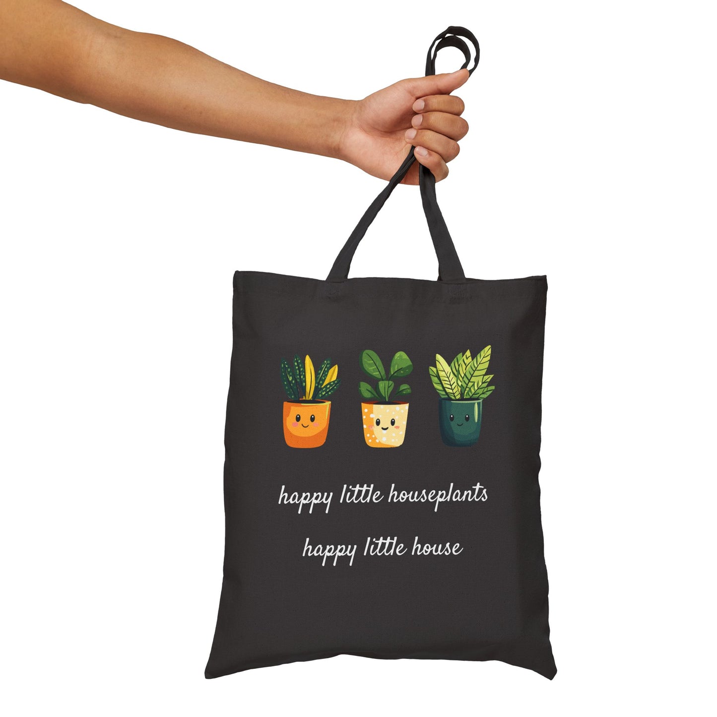 Happy Little Houseplants, Happy Little House Cotton Canvas Tote