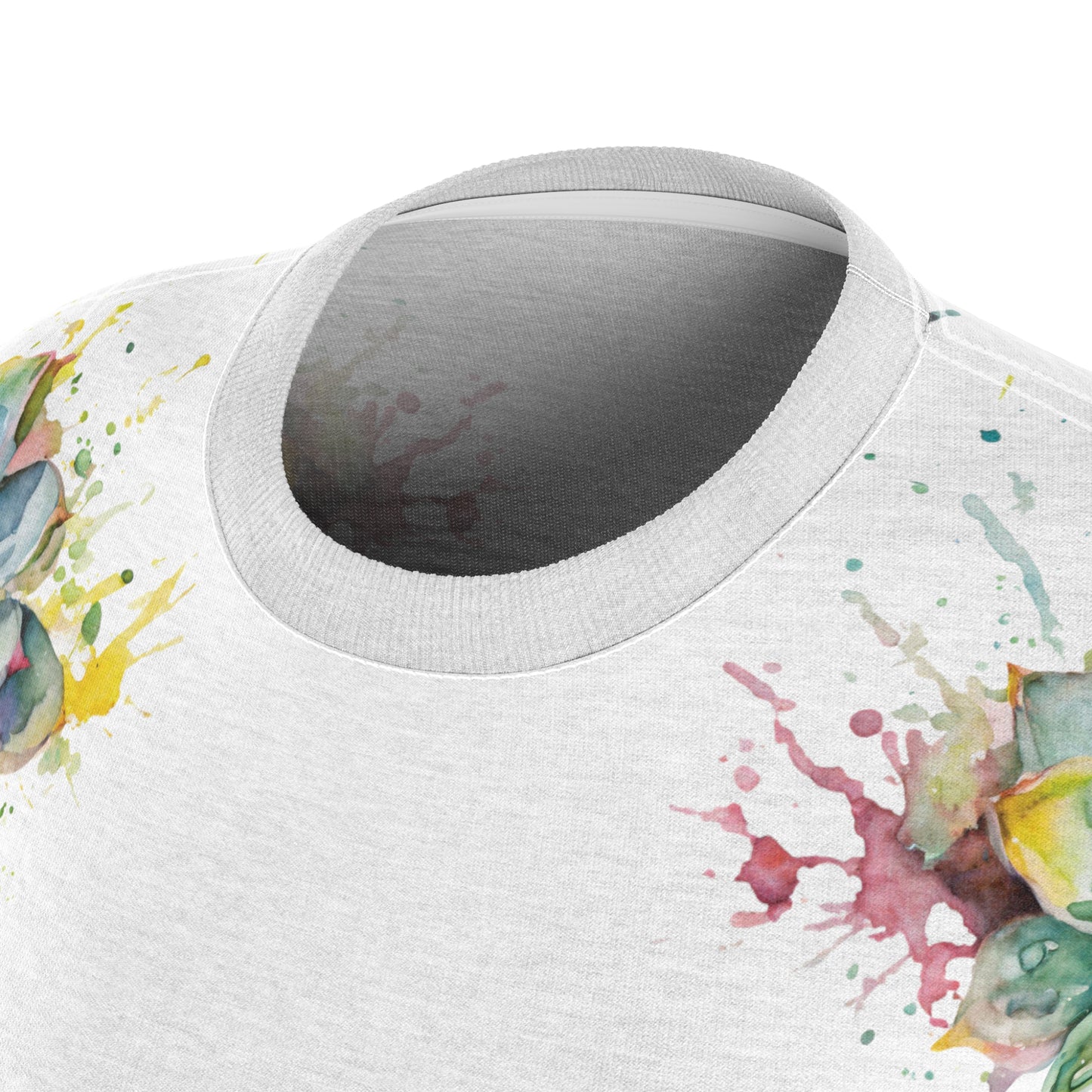 Watercolor Drip Art Echeveria Succulent Feminine Fit Tee