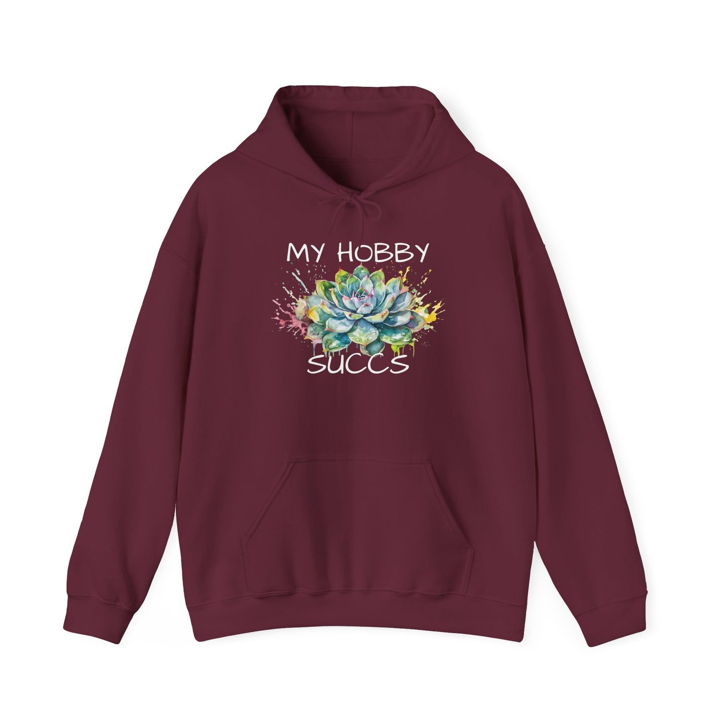 My Hobby Succs Watercolor Drip Art Echeveria Succulent Unisex Heavy Blend™ Hooded Sweatshirt