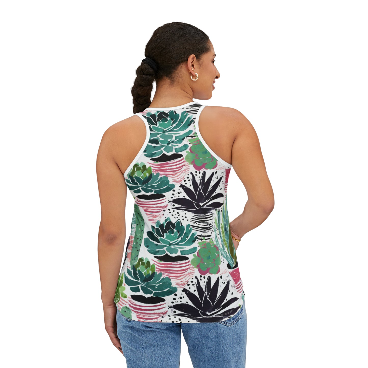 Houseplants Cacti and Succulents in Pots Art Feminine Fit Racerback Tank