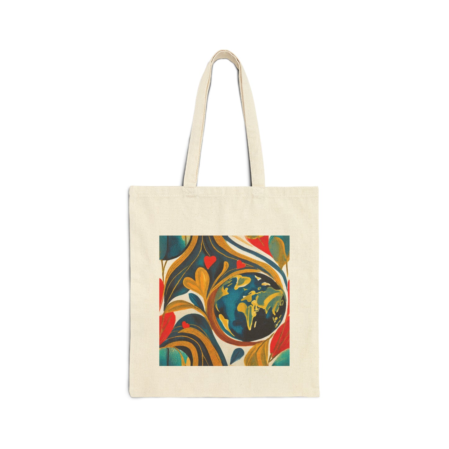 Love, Earth, Renewal, Hope Abstract Design Cotton Canvas Tote Bag