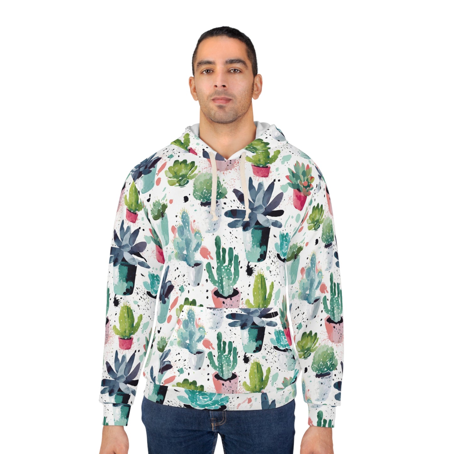 Watercolor Cacti Pullover Hoodie