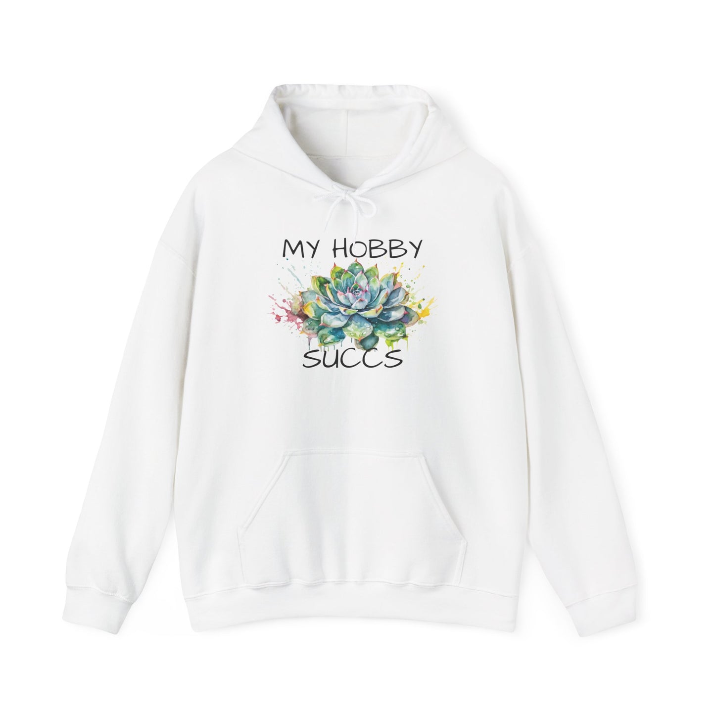 My Hobby Succs Watercolor Drip Art Echeveria Succulent Unisex Heavy Blend™ Hooded Sweatshirt