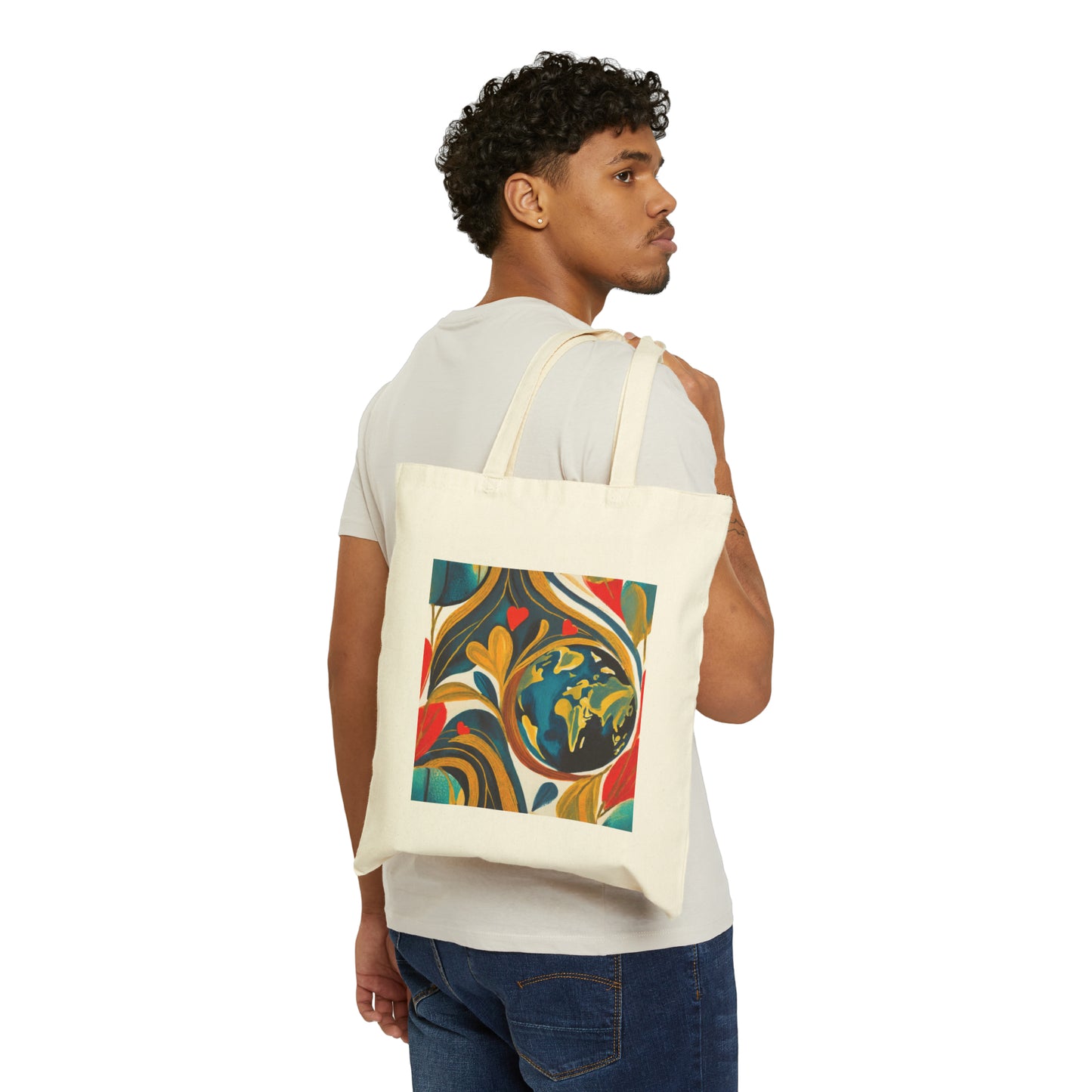 Love, Earth, Renewal, Hope Abstract Design Cotton Canvas Tote Bag