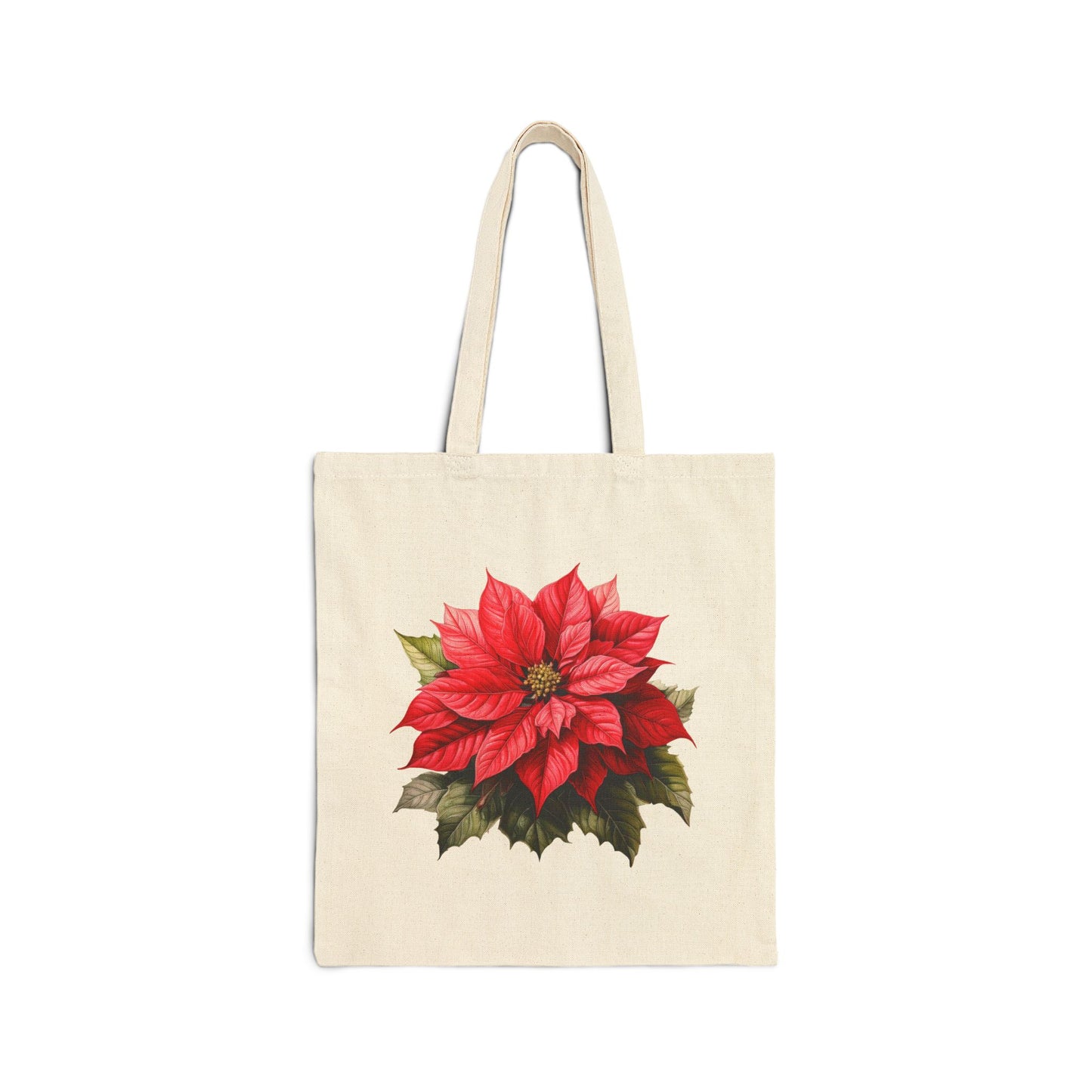 Holiday Blooms Traditional Poinsettia Tote Bag