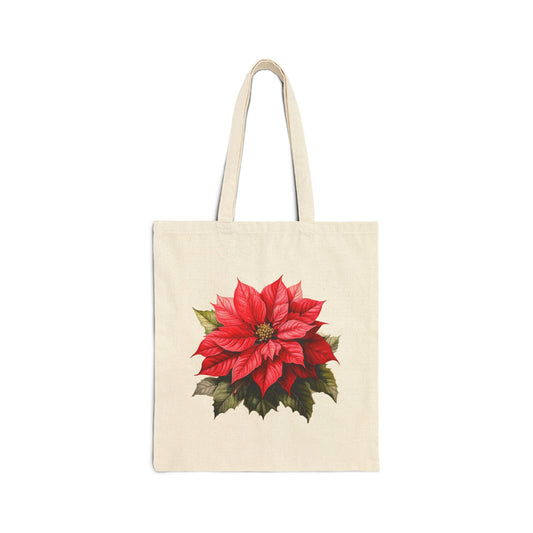 Holiday Blooms Traditional Poinsettia Tote Bag