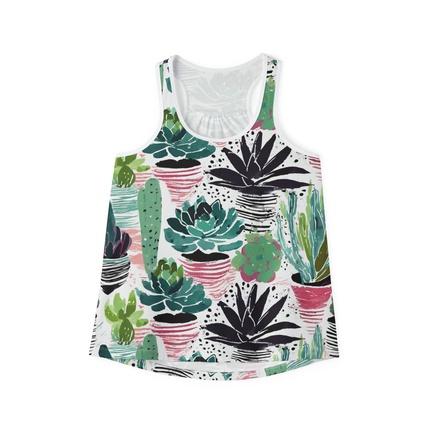 Houseplants Cacti and Succulents in Pots Art Feminine Fit Racerback Tank