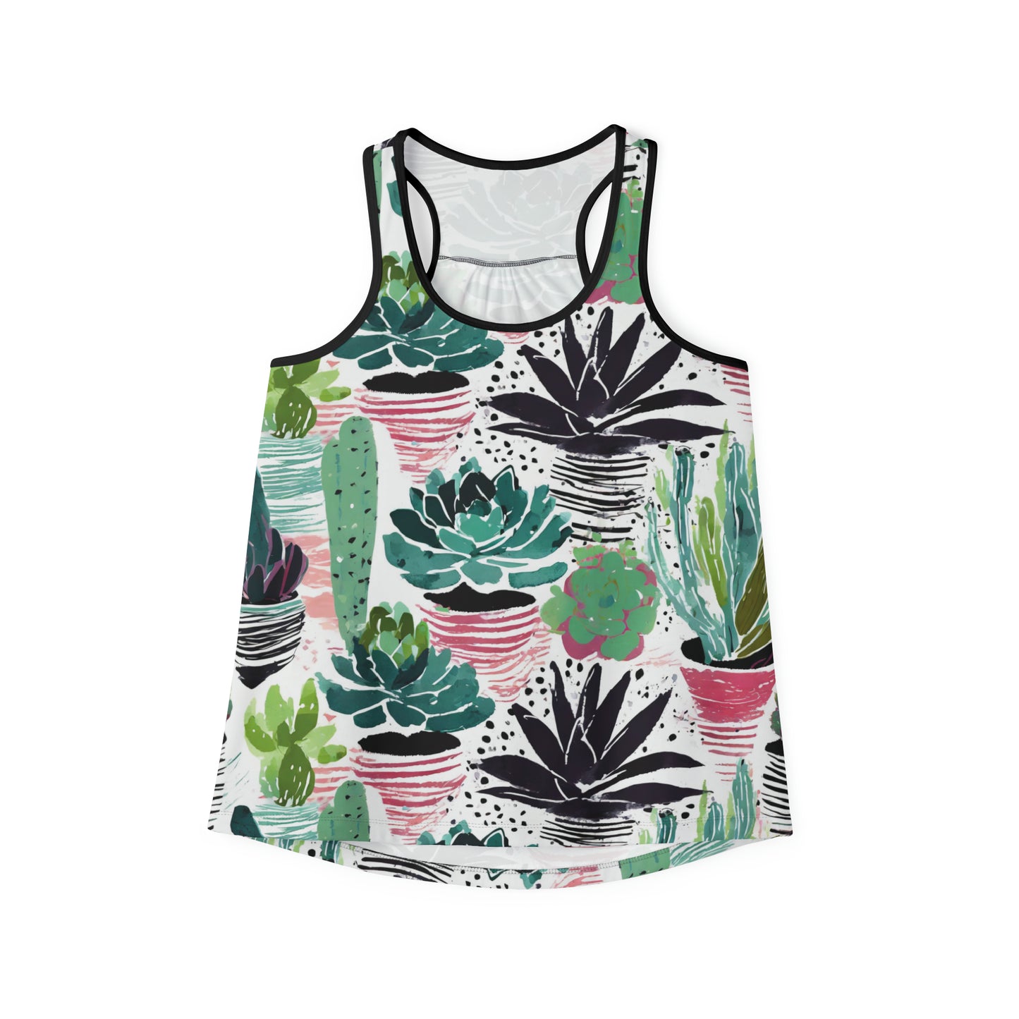 Houseplants Cacti and Succulents in Pots Art Feminine Fit Racerback Tank