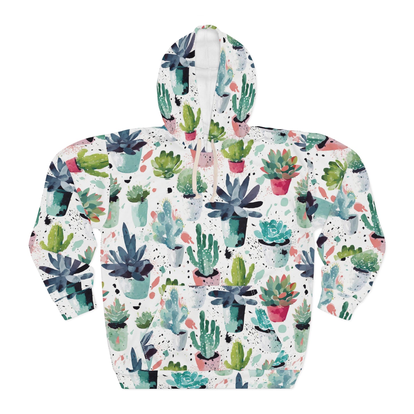 Watercolor Cacti Pullover Hoodie