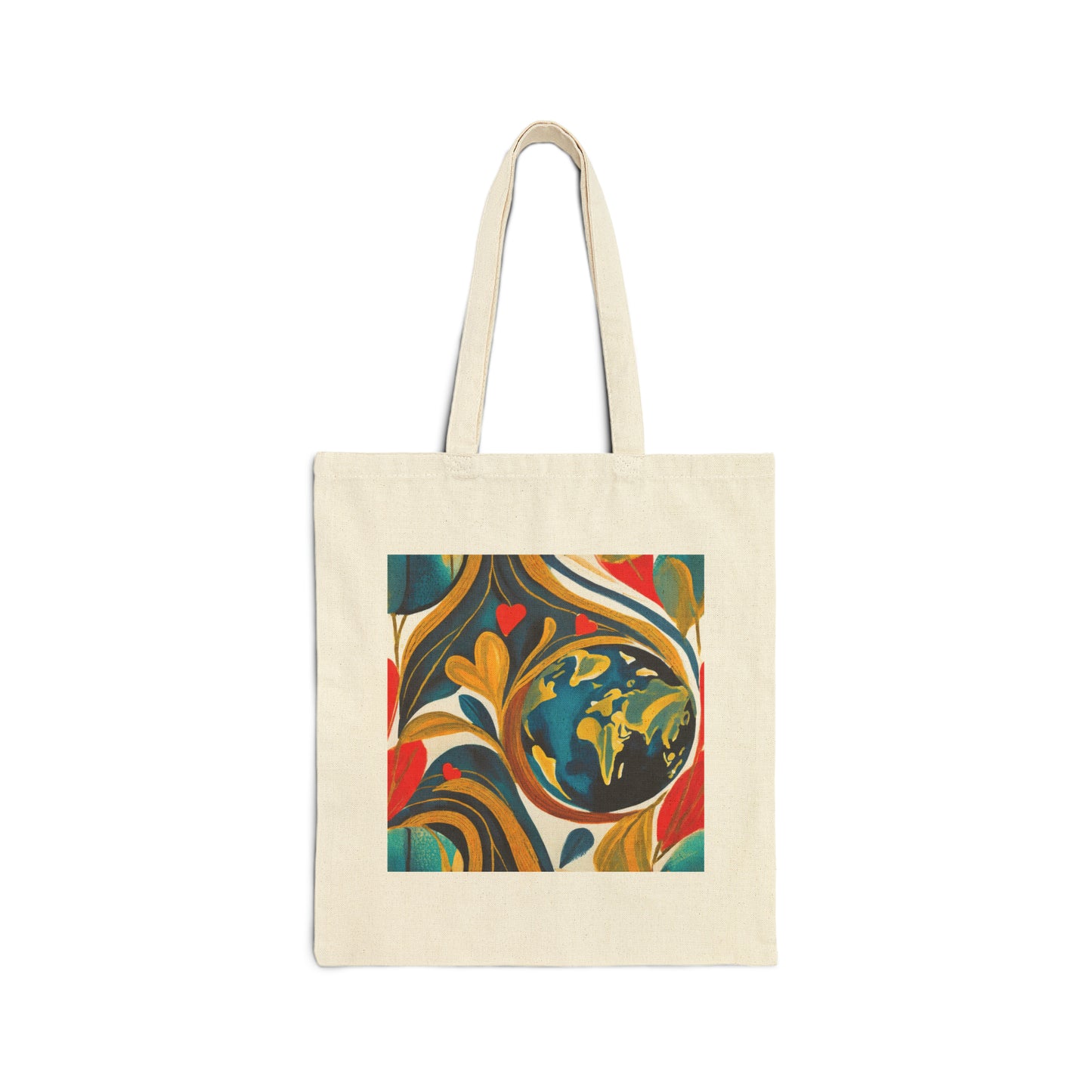 Love, Earth, Renewal, Hope Abstract Design Cotton Canvas Tote Bag