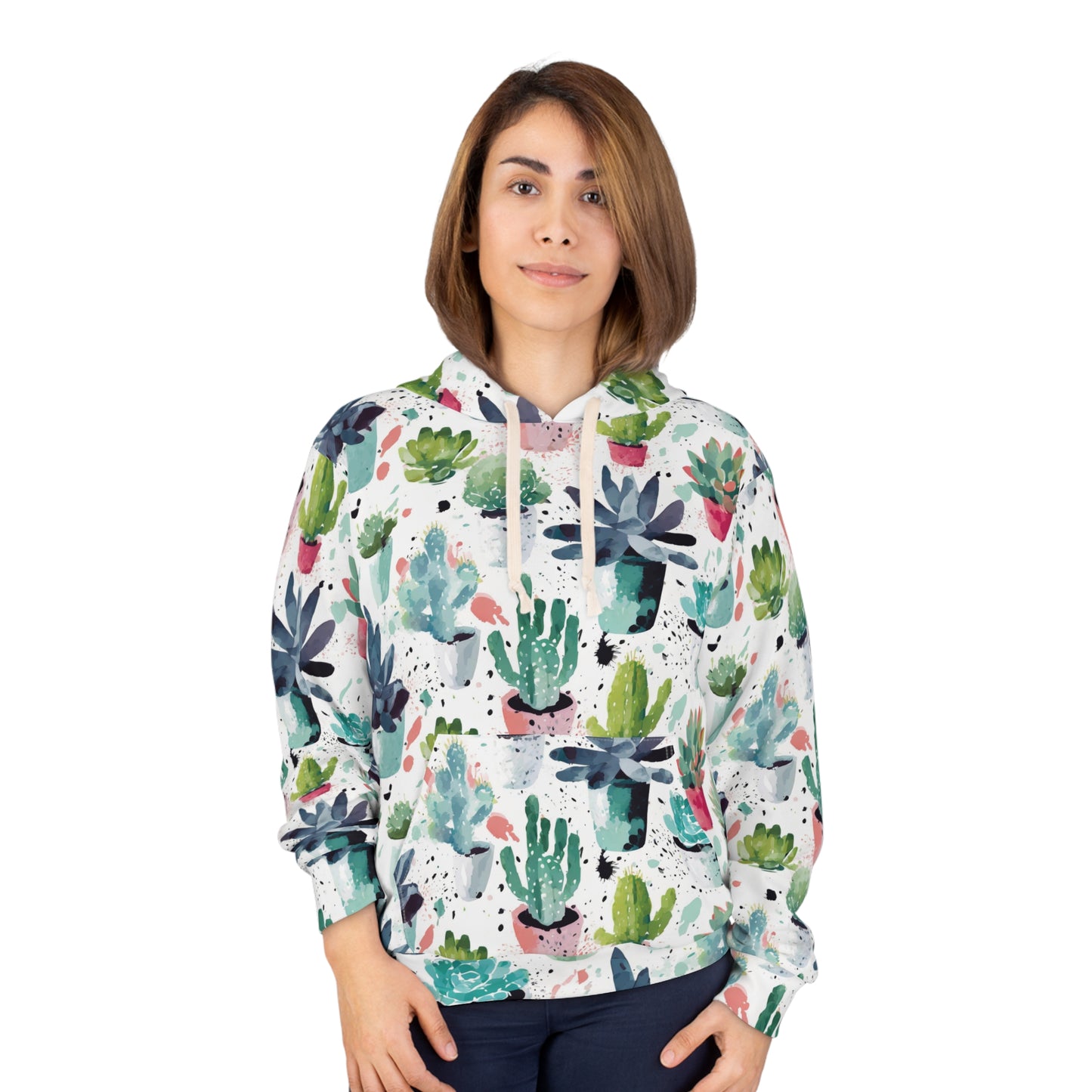 Watercolor Cacti Pullover Hoodie