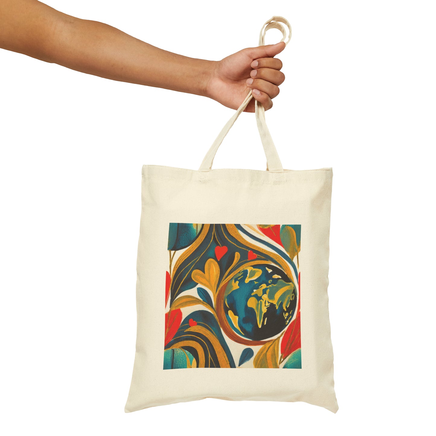 Love, Earth, Renewal, Hope Abstract Design Cotton Canvas Tote Bag